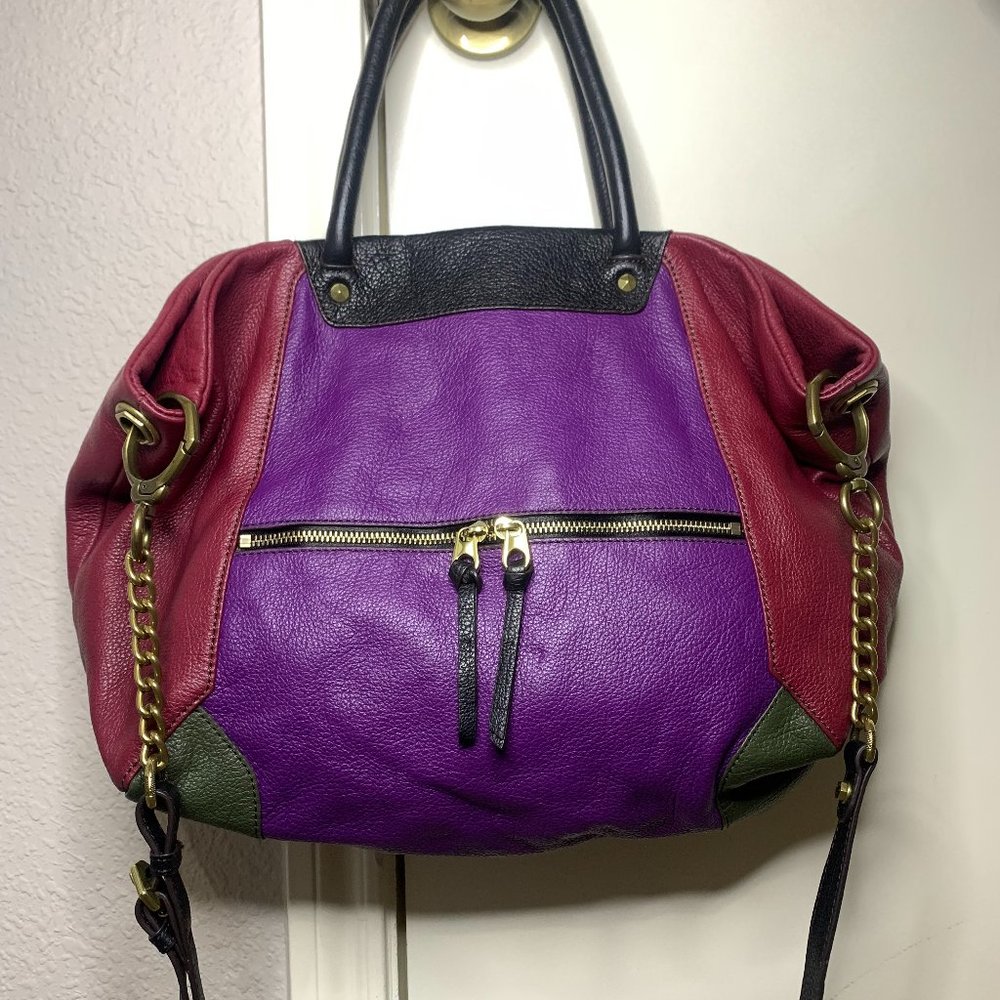 orYANY Purple and Burgundy Leather Satchel Bag